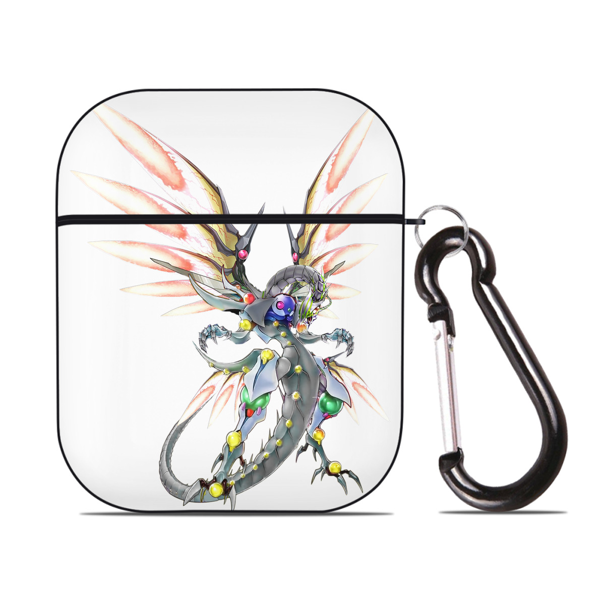 （画像用） 遊☆戯☆王 Yu-Gi-Oh! AirPods 第2世代保護ケース ハードシェル ブラック 耐衝撃・防指紋・カラビナ付き