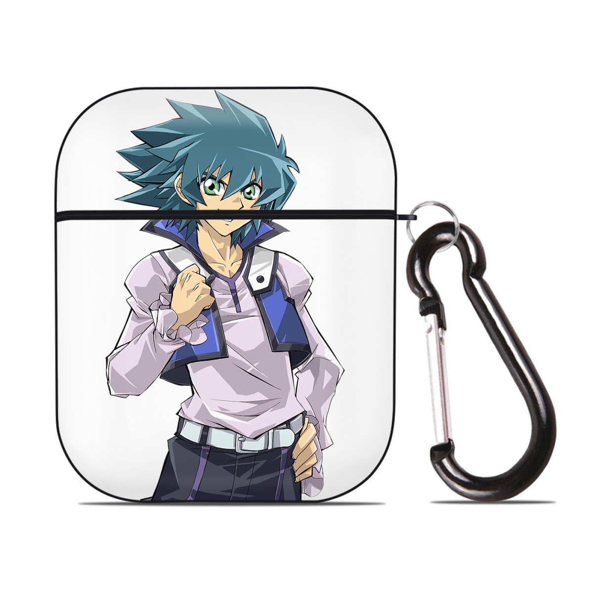 （画像用） 遊☆戯☆王 Yu-Gi-Oh! AirPods 第2世代保護ケース ハードシェル ブラック 耐衝撃・防指紋・カラビナ付き