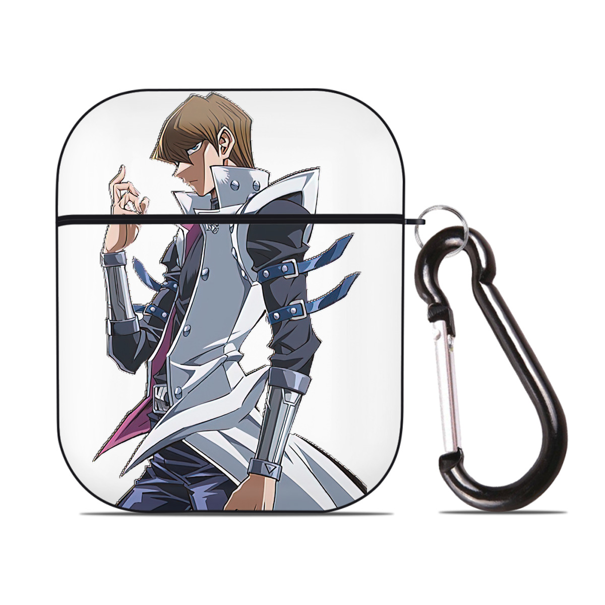 （画像用） 遊☆戯☆王 Yu-Gi-Oh! AirPods 第2世代保護ケース ハードシェル ブラック 耐衝撃・防指紋・カラビナ付き