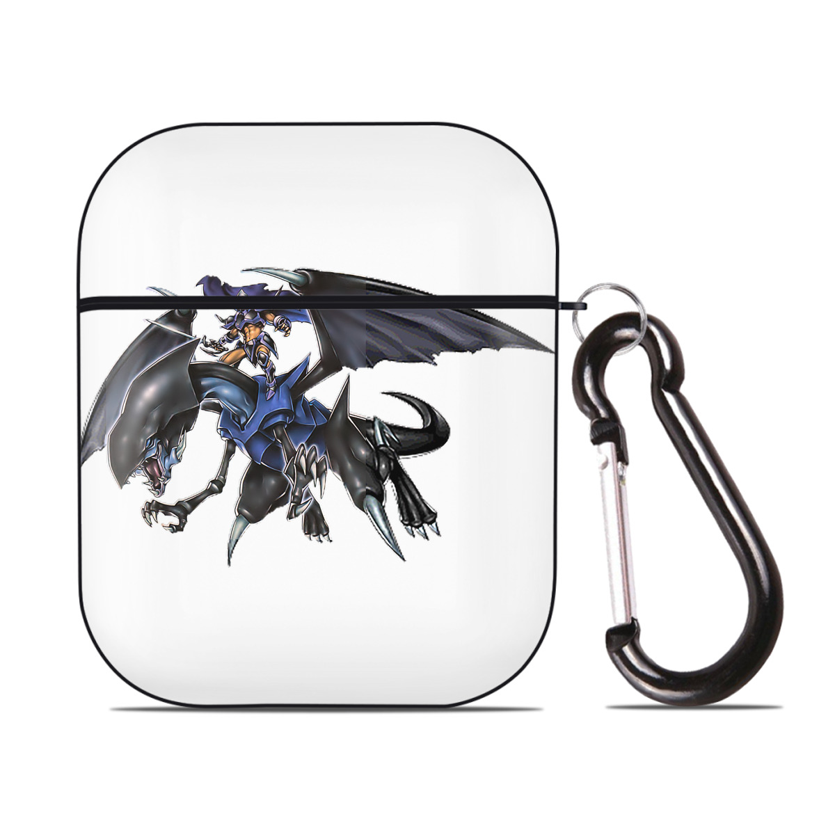 （画像用） 遊☆戯☆王 Yu-Gi-Oh! AirPods 第2世代保護ケース ハードシェル ブラック 耐衝撃・防指紋・カラビナ付き