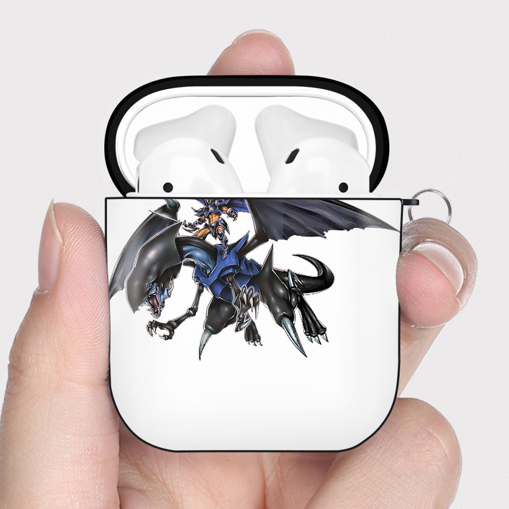 （画像用） 遊☆戯☆王 Yu-Gi-Oh! AirPods 第2世代保護ケース ハードシェル ブラック 耐衝撃・防指紋・カラビナ付き