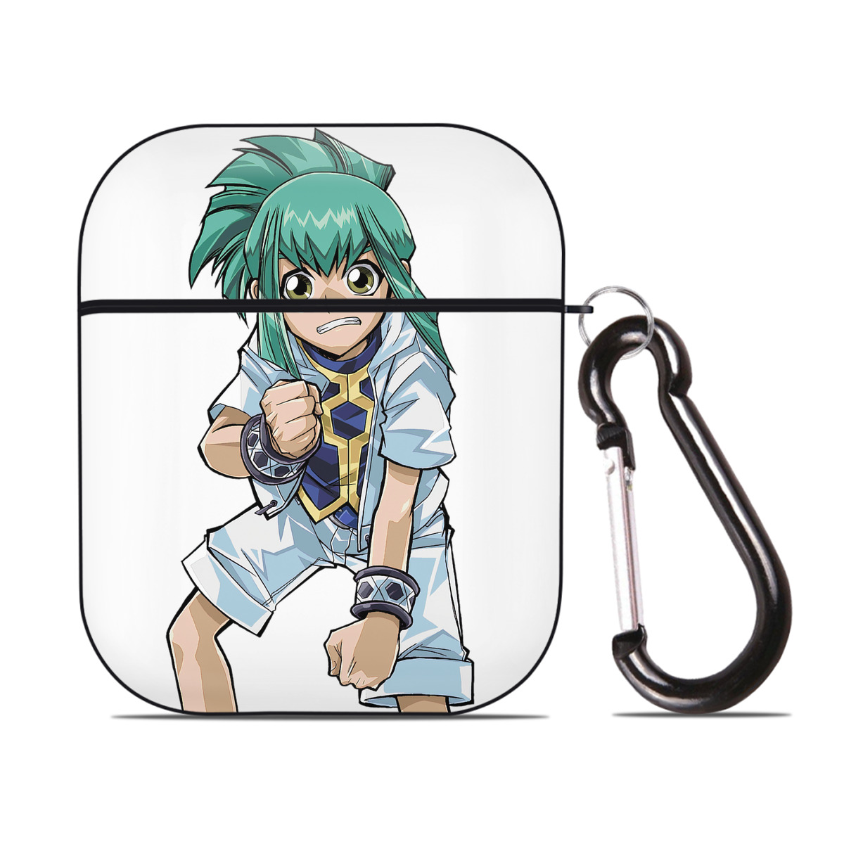 （画像用） 遊☆戯☆王 Yu-Gi-Oh! AirPods 第2世代保護ケース ハードシェル ブラック 耐衝撃・防指紋・カラビナ付き