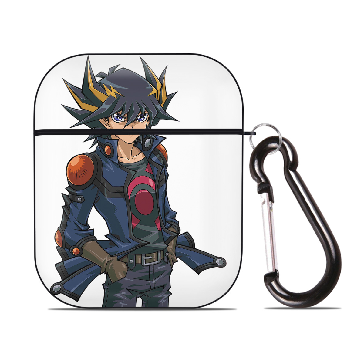 （画像用） 遊☆戯☆王 Yu-Gi-Oh! AirPods 第2世代保護ケース ハードシェル ブラック 耐衝撃・防指紋・カラビナ付き