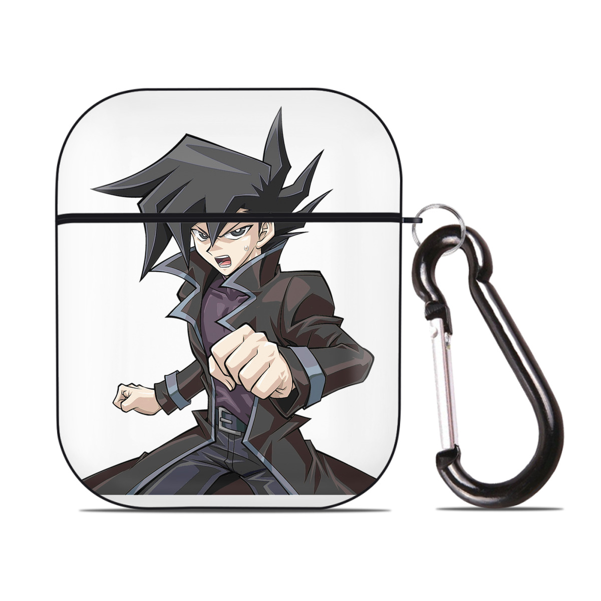 （画像用） 遊☆戯☆王 Yu-Gi-Oh! AirPods 第2世代保護ケース ハードシェル ブラック 耐衝撃・防指紋・カラビナ付き