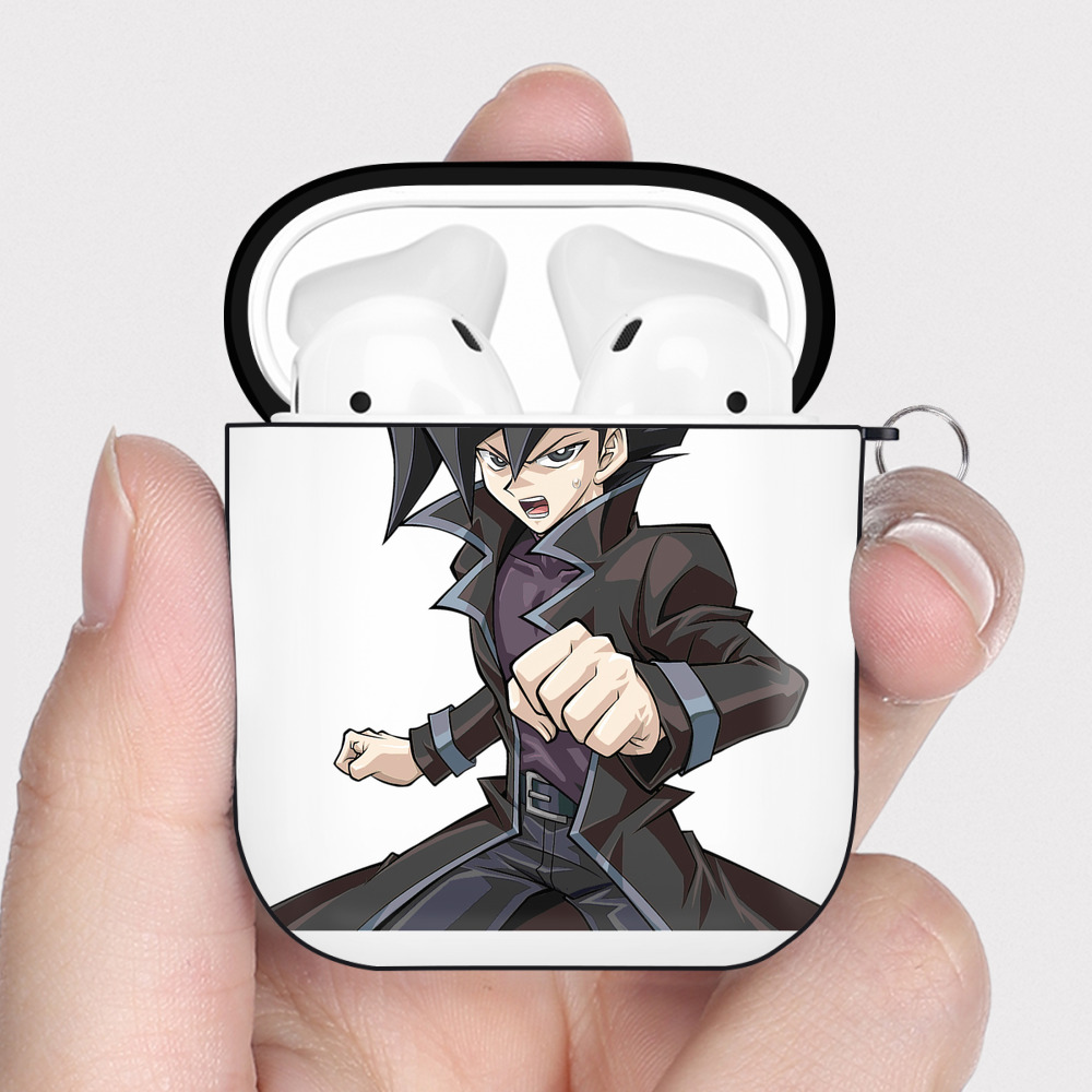 （画像用） 遊☆戯☆王 Yu-Gi-Oh! AirPods 第2世代保護ケース ハードシェル ブラック 耐衝撃・防指紋・カラビナ付き