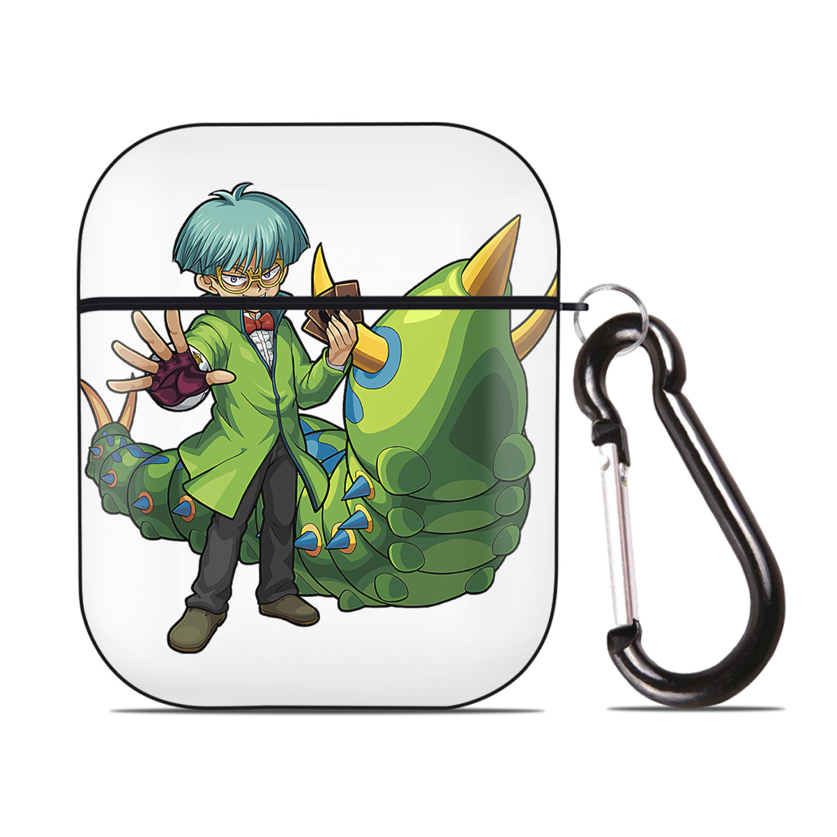 （画像用） 遊☆戯☆王 Yu-Gi-Oh! AirPods 第2世代保護ケース ハードシェル ブラック 耐衝撃・防指紋・カラビナ付き