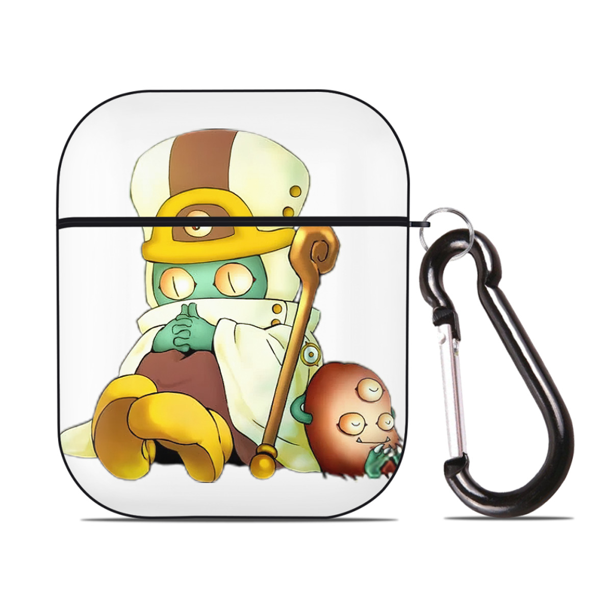 （画像用） 遊☆戯☆王 Yu-Gi-Oh! AirPods 第2世代保護ケース ハードシェル ブラック 耐衝撃・防指紋・カラビナ付き