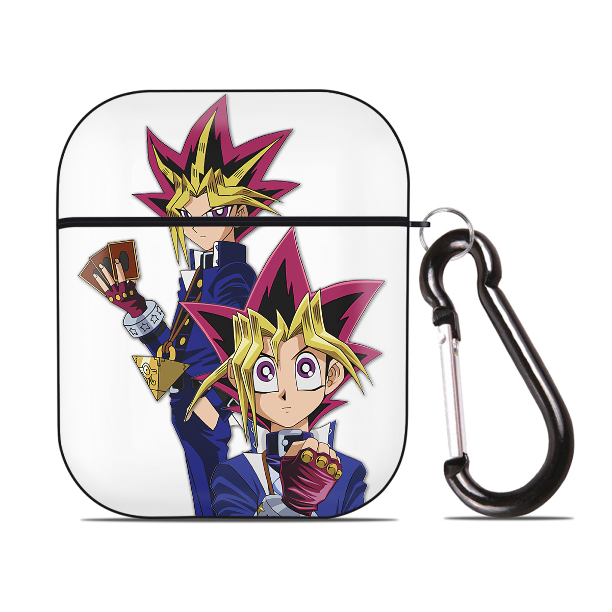（画像用） 遊☆戯☆王 Yu-Gi-Oh! AirPods 第2世代保護ケース ハードシェル ブラック 耐衝撃・防指紋・カラビナ付き