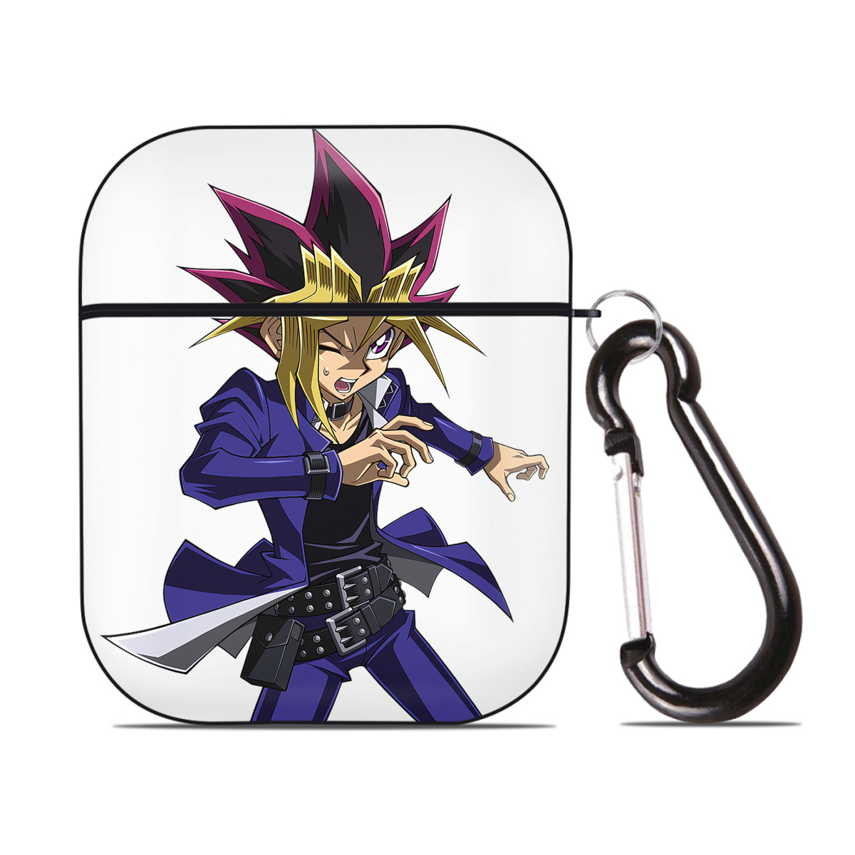 （画像用） 遊☆戯☆王 Yu-Gi-Oh! AirPods 第2世代保護ケース ハードシェル ブラック 耐衝撃・防指紋・カラビナ付き