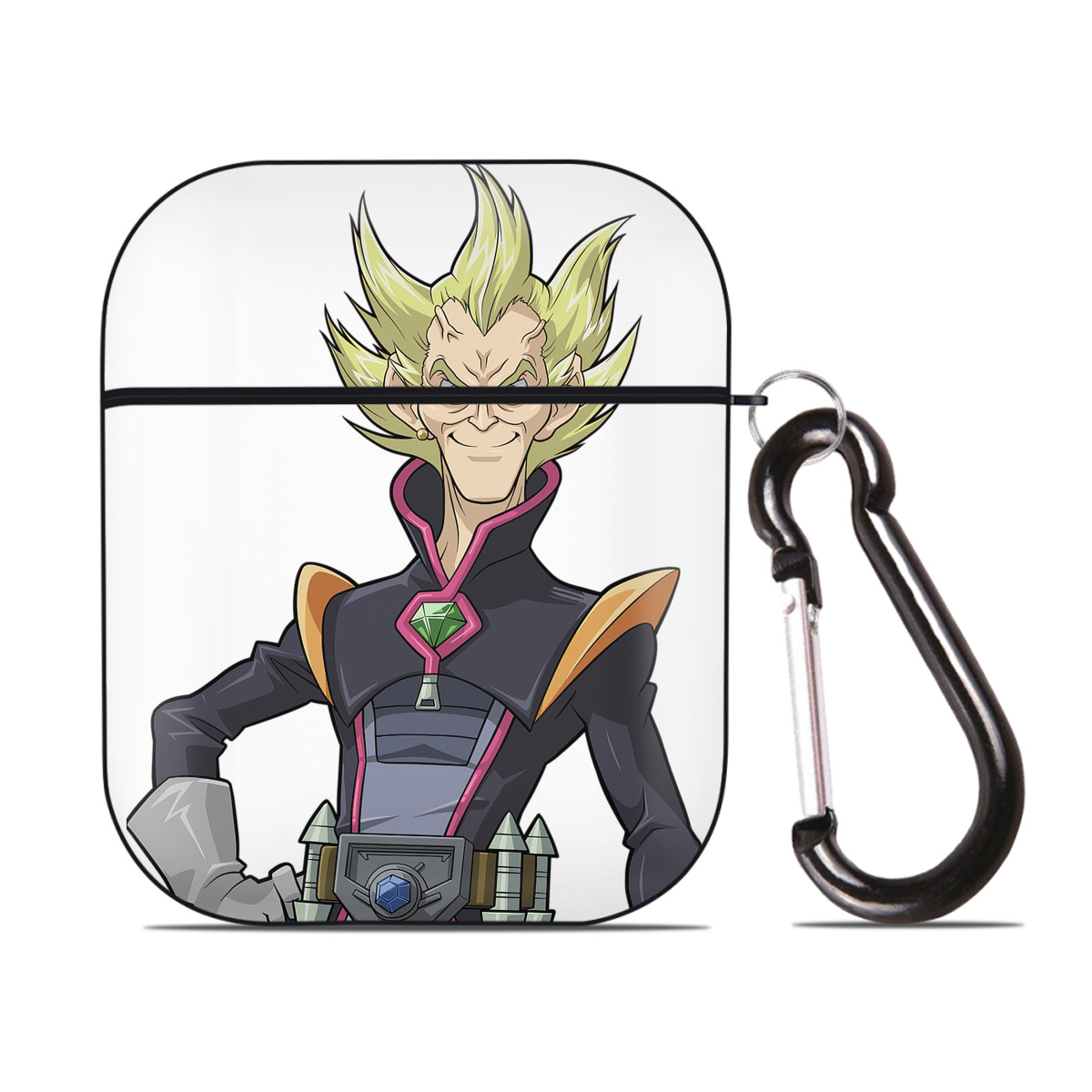 （画像用） 遊☆戯☆王 Yu-Gi-Oh! AirPods 第2世代保護ケース ハードシェル ブラック 耐衝撃・防指紋・カラビナ付き
