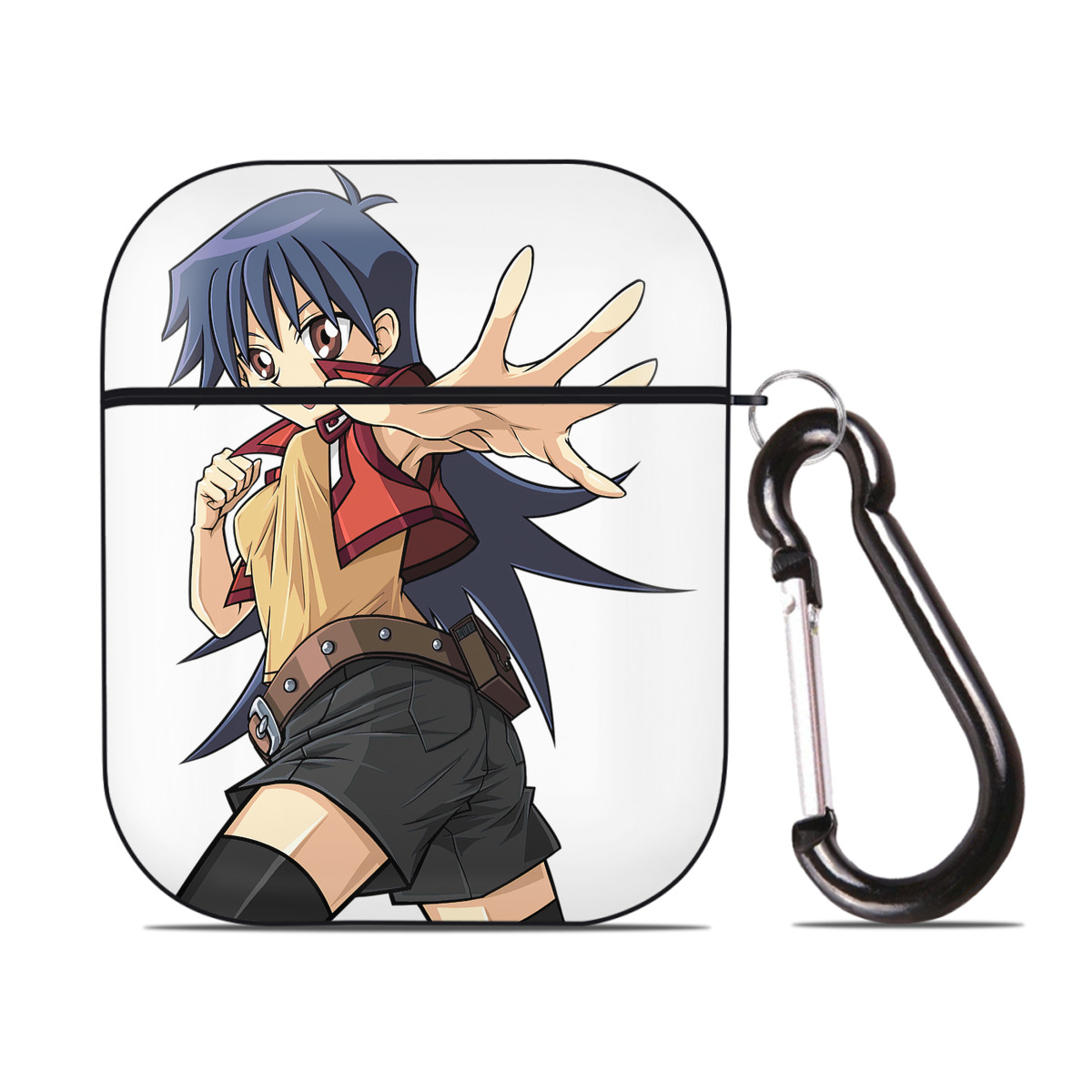 （画像用） 遊☆戯☆王 Yu-Gi-Oh! AirPods 第2世代保護ケース ハードシェル ブラック 耐衝撃・防指紋・カラビナ付き