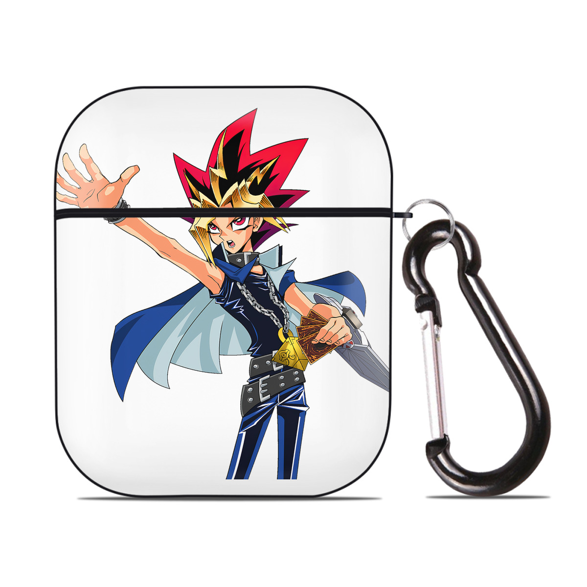 （画像用） 遊☆戯☆王 Yu-Gi-Oh! AirPods 第2世代保護ケース ハードシェル ブラック 耐衝撃・防指紋・カラビナ付き