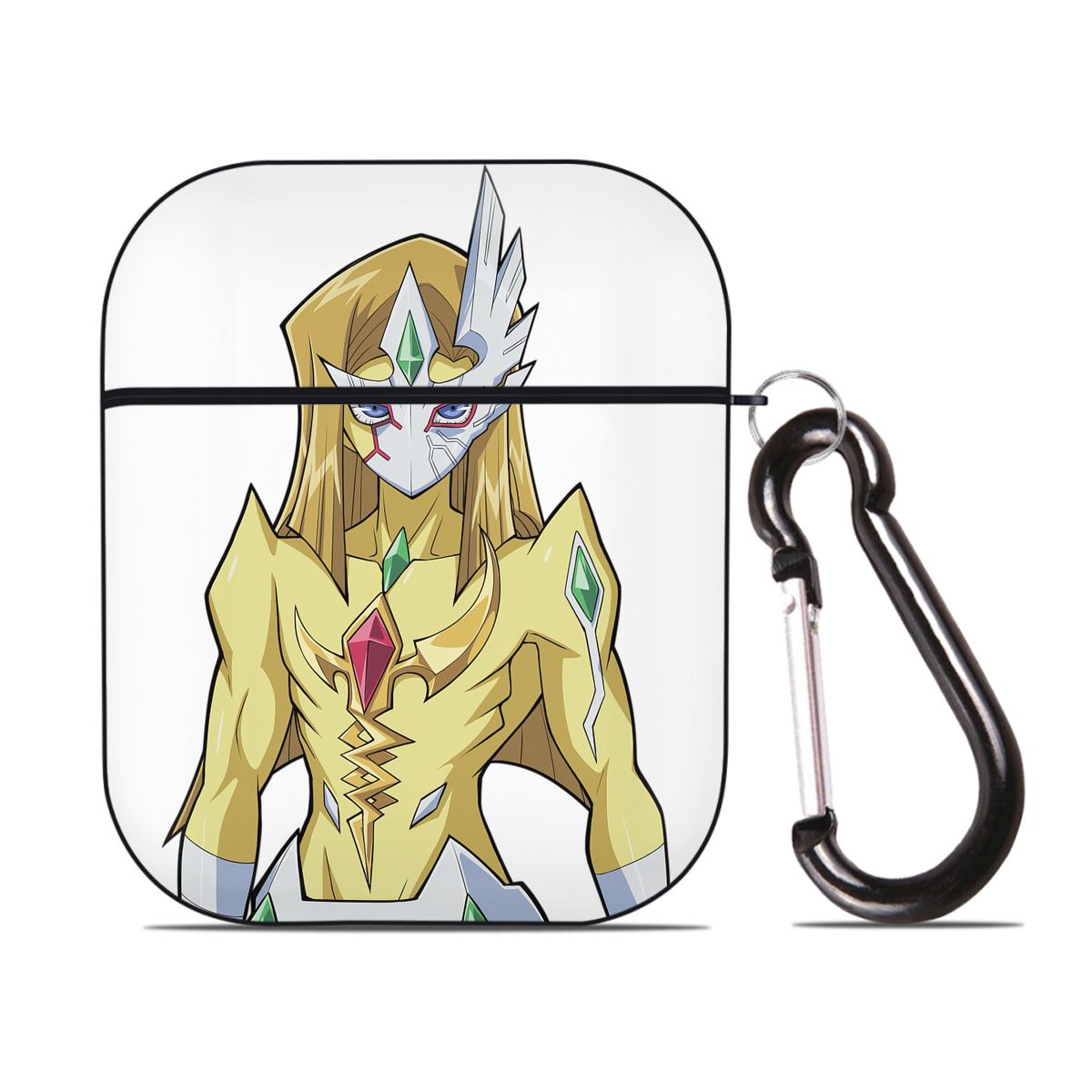 （画像用） 遊☆戯☆王 Yu-Gi-Oh! AirPods 第2世代保護ケース ハードシェル ブラック 耐衝撃・防指紋・カラビナ付き