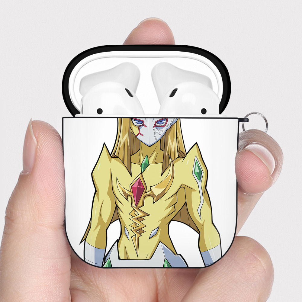 （画像用） 遊☆戯☆王 Yu-Gi-Oh! AirPods 第2世代保護ケース ハードシェル ブラック 耐衝撃・防指紋・カラビナ付き