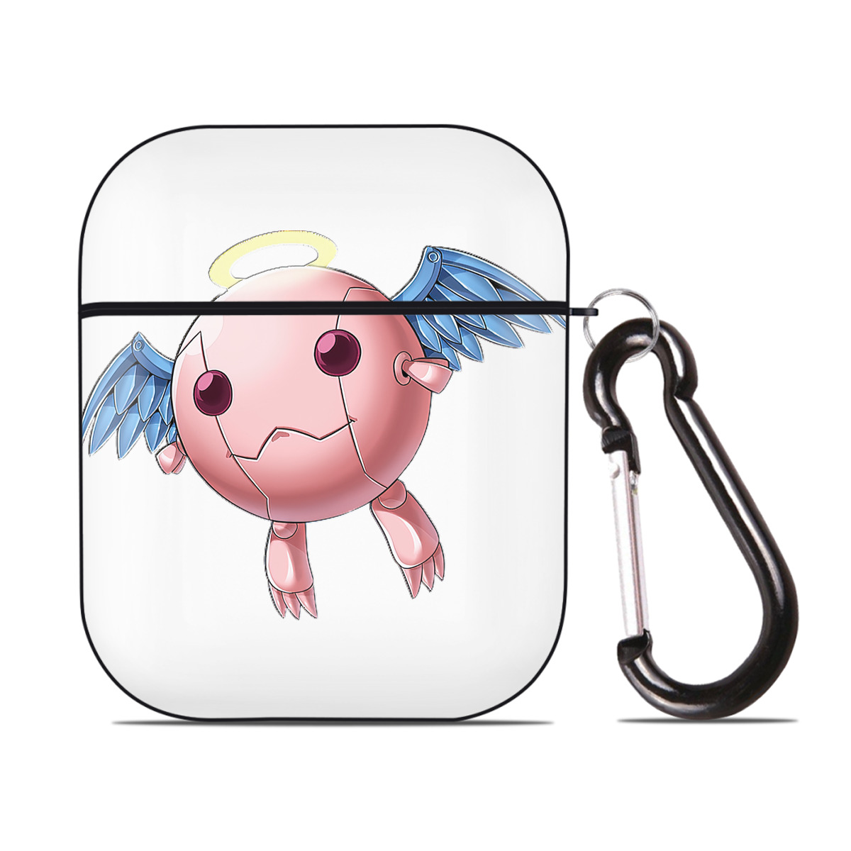 （画像用） 遊☆戯☆王 Yu-Gi-Oh! AirPods 第2世代保護ケース ハードシェル ブラック 耐衝撃・防指紋・カラビナ付き