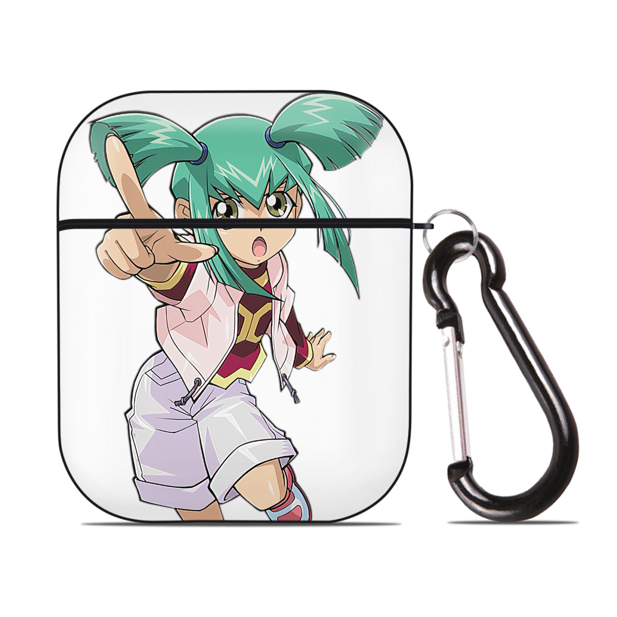 （画像用） 遊☆戯☆王 Yu-Gi-Oh! AirPods 第2世代保護ケース ハードシェル ブラック 耐衝撃・防指紋・カラビナ付き