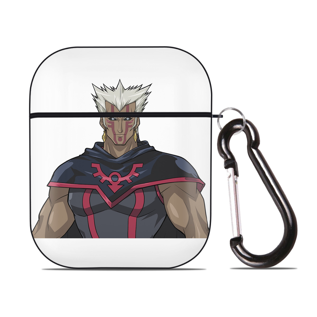 （画像用） 遊☆戯☆王 Yu-Gi-Oh! AirPods 第2世代保護ケース ハードシェル ブラック 耐衝撃・防指紋・カラビナ付き
