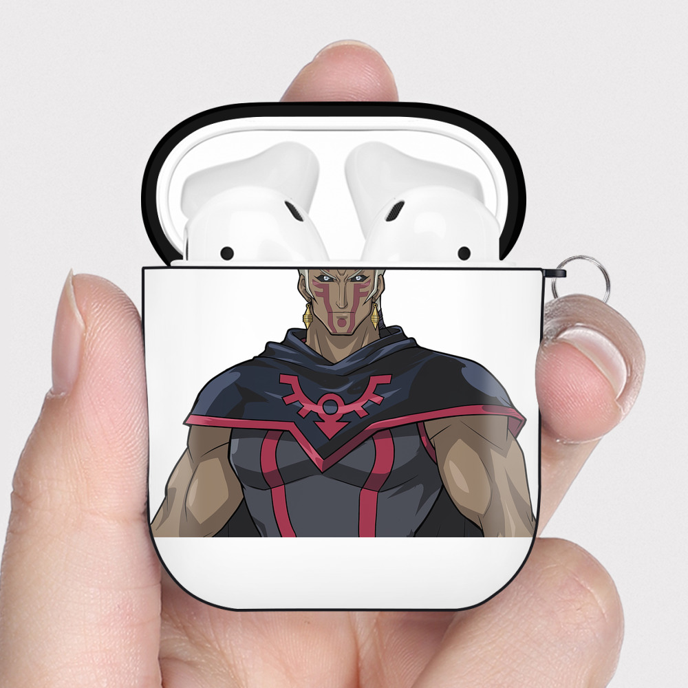 （画像用） 遊☆戯☆王 Yu-Gi-Oh! AirPods 第2世代保護ケース ハードシェル ブラック 耐衝撃・防指紋・カラビナ付き