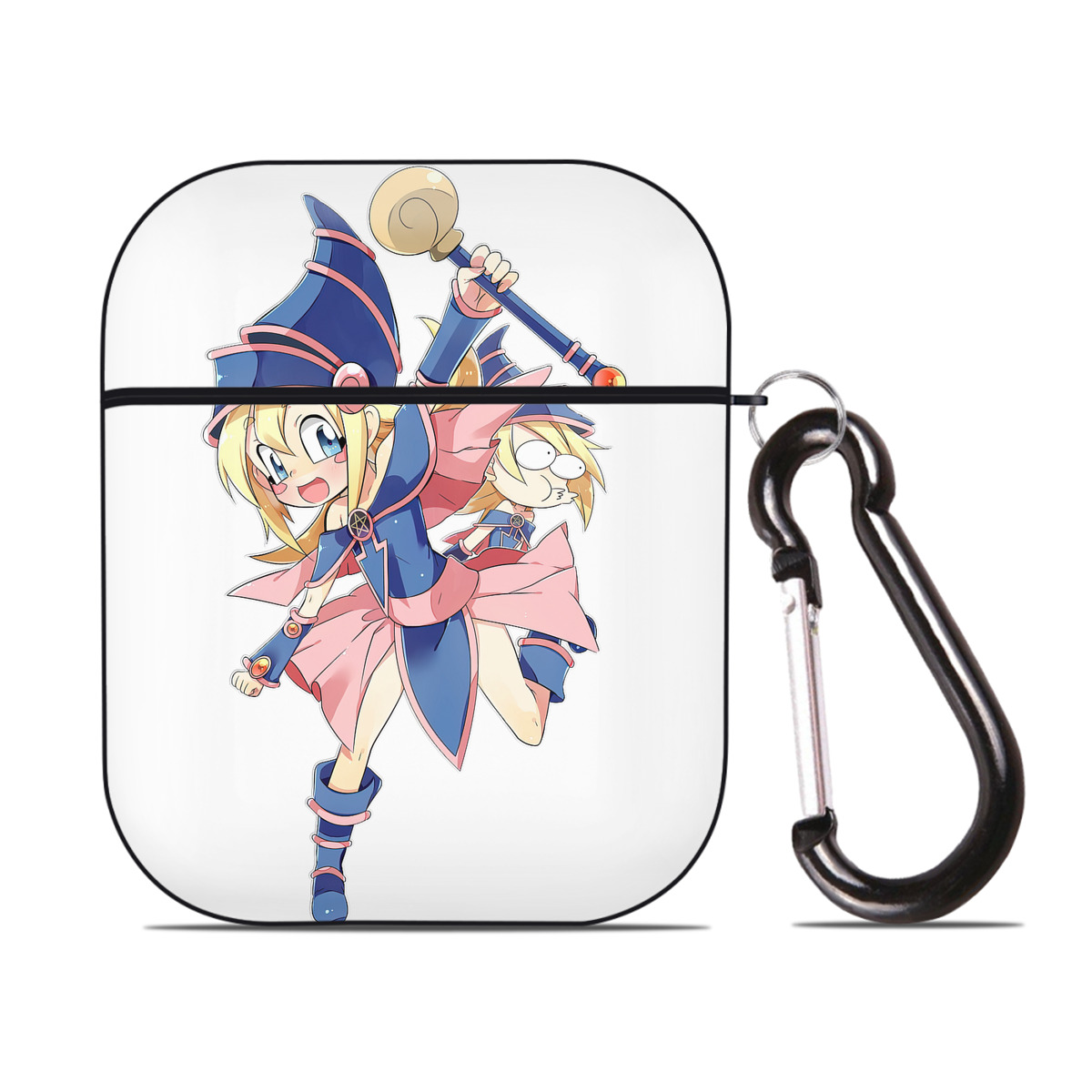 （画像用） 遊☆戯☆王 Yu-Gi-Oh! AirPods 第2世代保護ケース ハードシェル ブラック 耐衝撃・防指紋・カラビナ付き