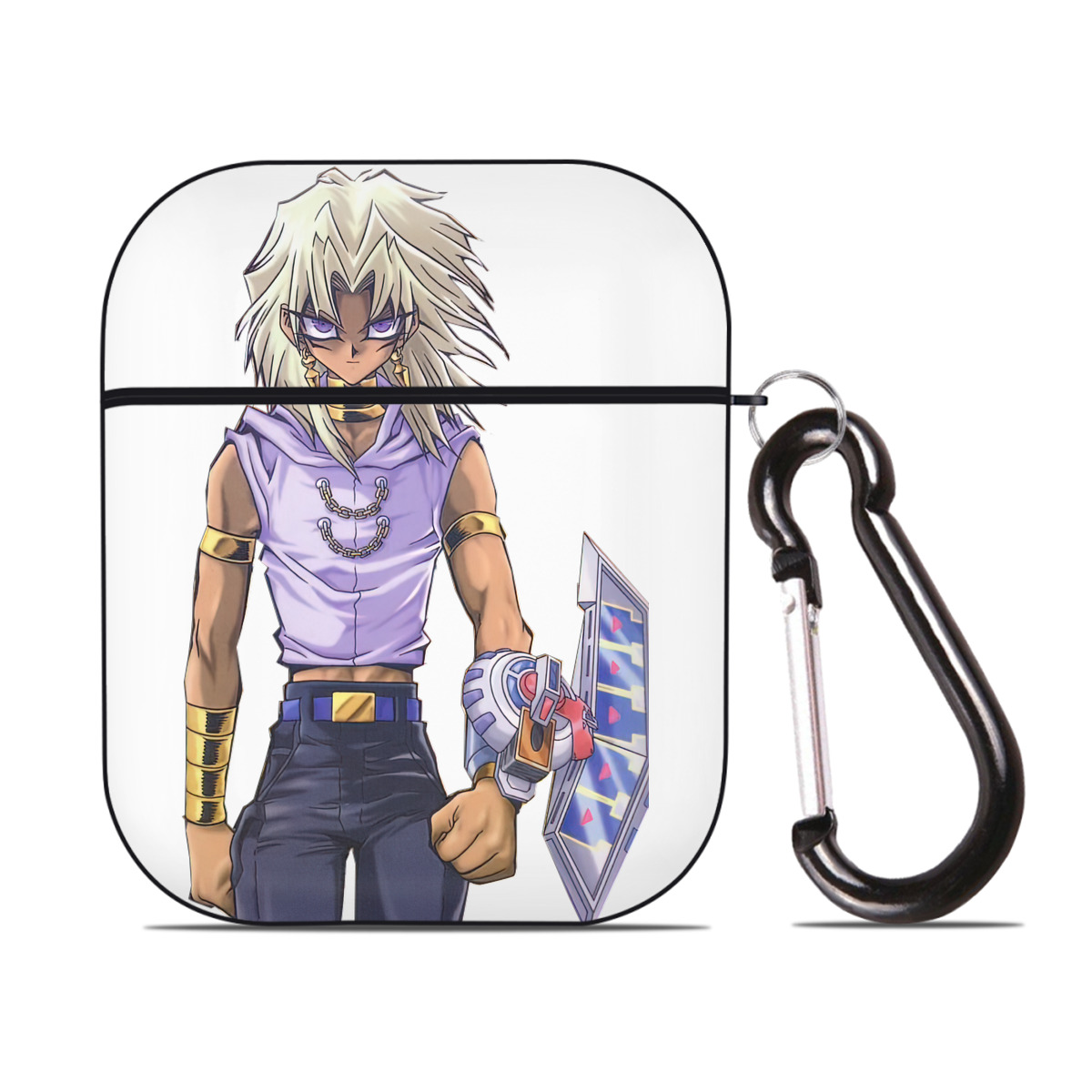 （画像用） 遊☆戯☆王 Yu-Gi-Oh! AirPods 第2世代保護ケース ハードシェル ブラック 耐衝撃・防指紋・カラビナ付き