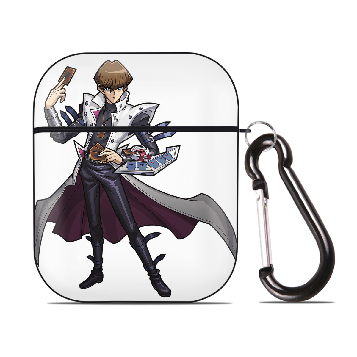 （画像用） 遊☆戯☆王 Yu-Gi-Oh! AirPods 第2世代保護ケース ハードシェル ブラック 耐衝撃・防指紋・カラビナ付き