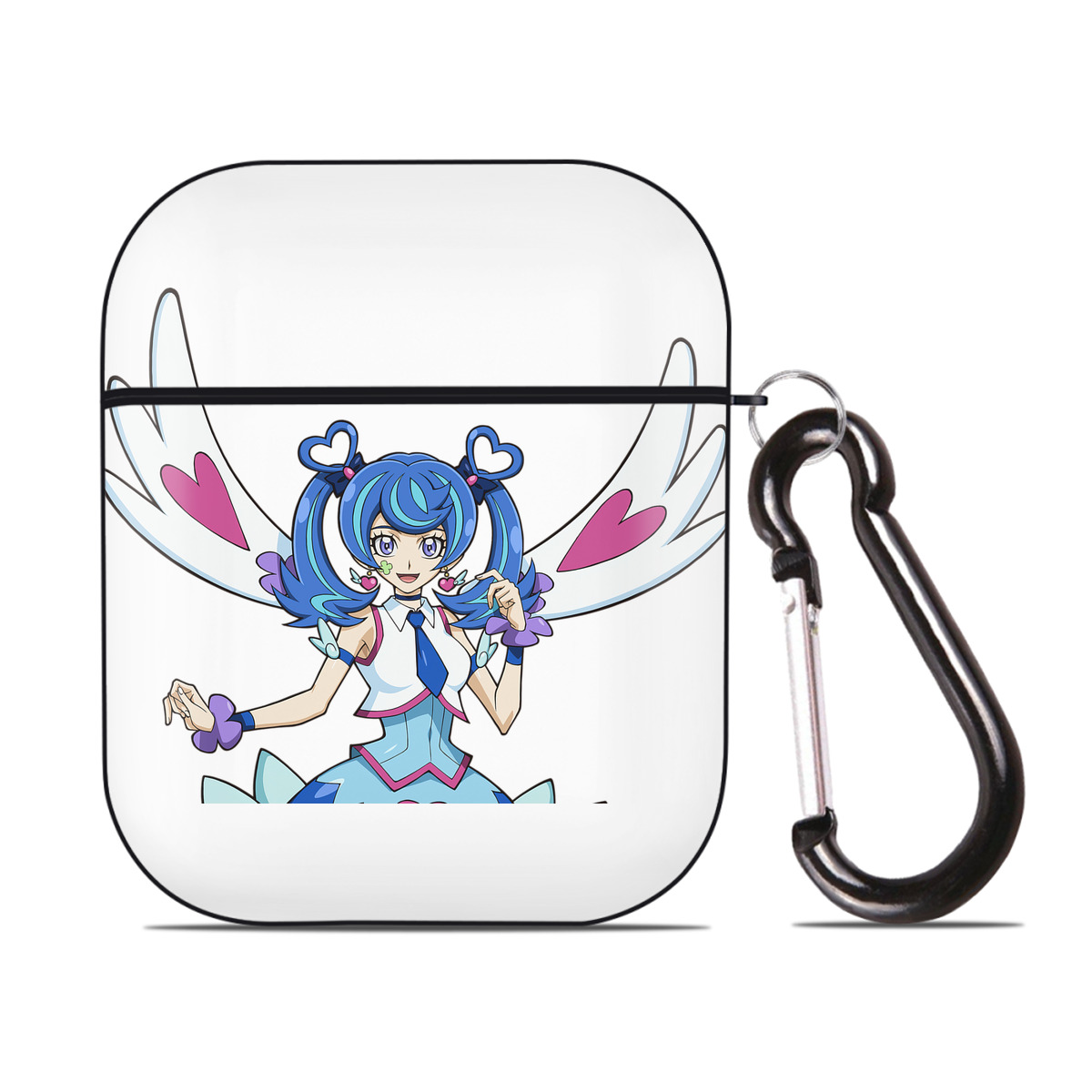 （画像用） 遊☆戯☆王 Yu-Gi-Oh! AirPods 第2世代保護ケース ハードシェル ブラック 耐衝撃・防指紋・カラビナ付き