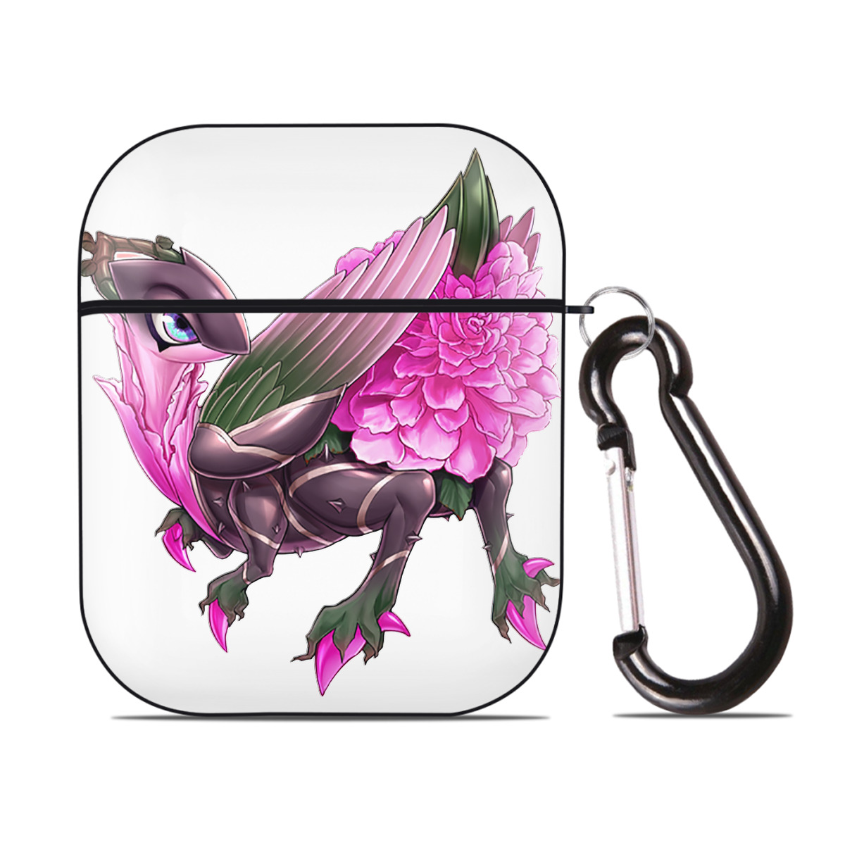（画像用） 遊☆戯☆王 Yu-Gi-Oh! AirPods 第2世代保護ケース ハードシェル ブラック 耐衝撃・防指紋・カラビナ付き