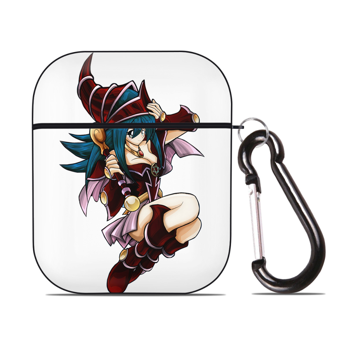 （画像用） 遊☆戯☆王 Yu-Gi-Oh! AirPods 第2世代保護ケース ハードシェル ブラック 耐衝撃・防指紋・カラビナ付き