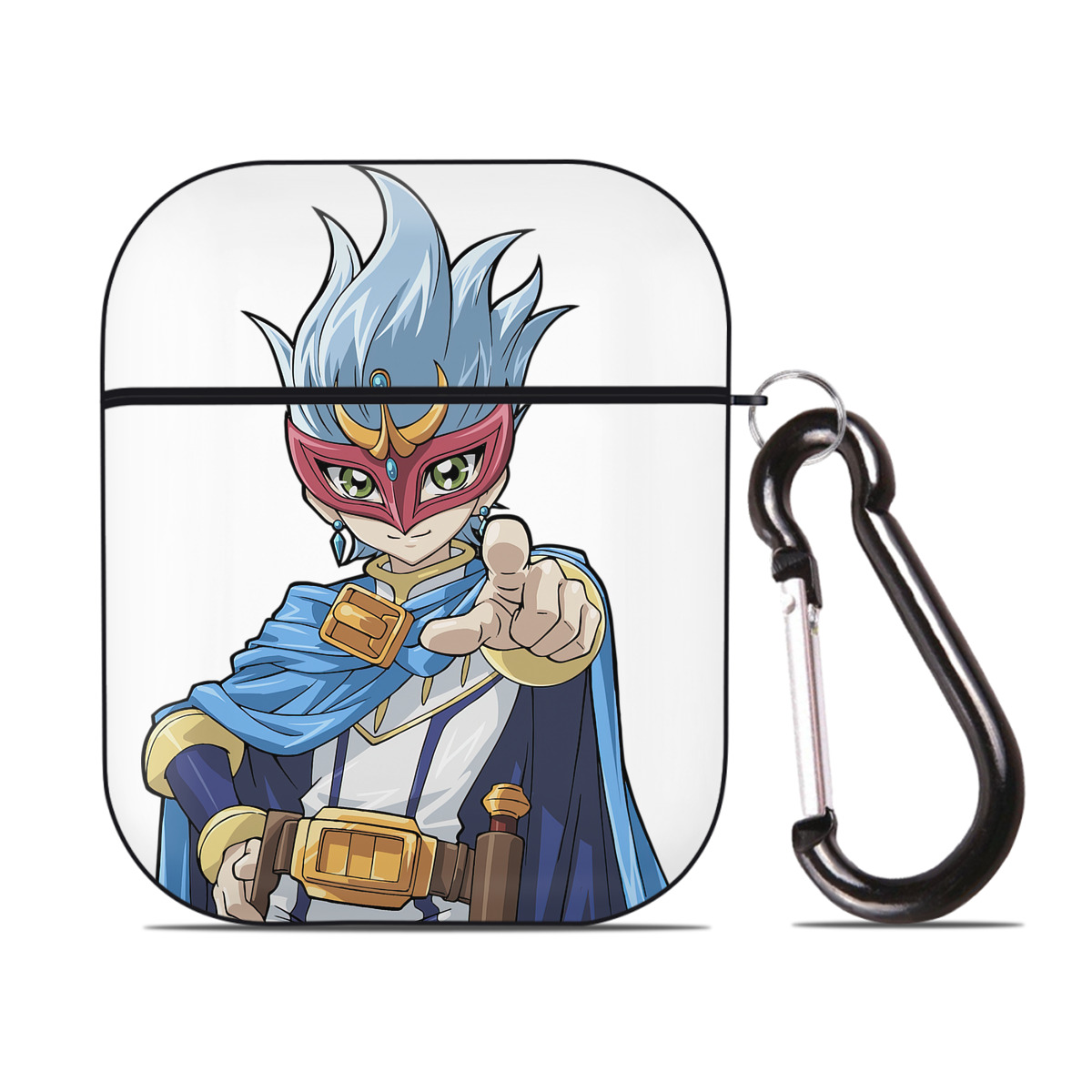 （画像用） 遊☆戯☆王 Yu-Gi-Oh! AirPods 第2世代保護ケース ハードシェル ブラック 耐衝撃・防指紋・カラビナ付き