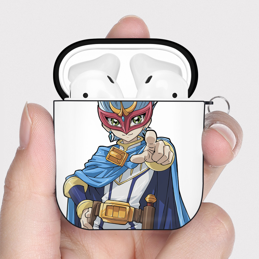 （画像用） 遊☆戯☆王 Yu-Gi-Oh! AirPods 第2世代保護ケース ハードシェル ブラック 耐衝撃・防指紋・カラビナ付き
