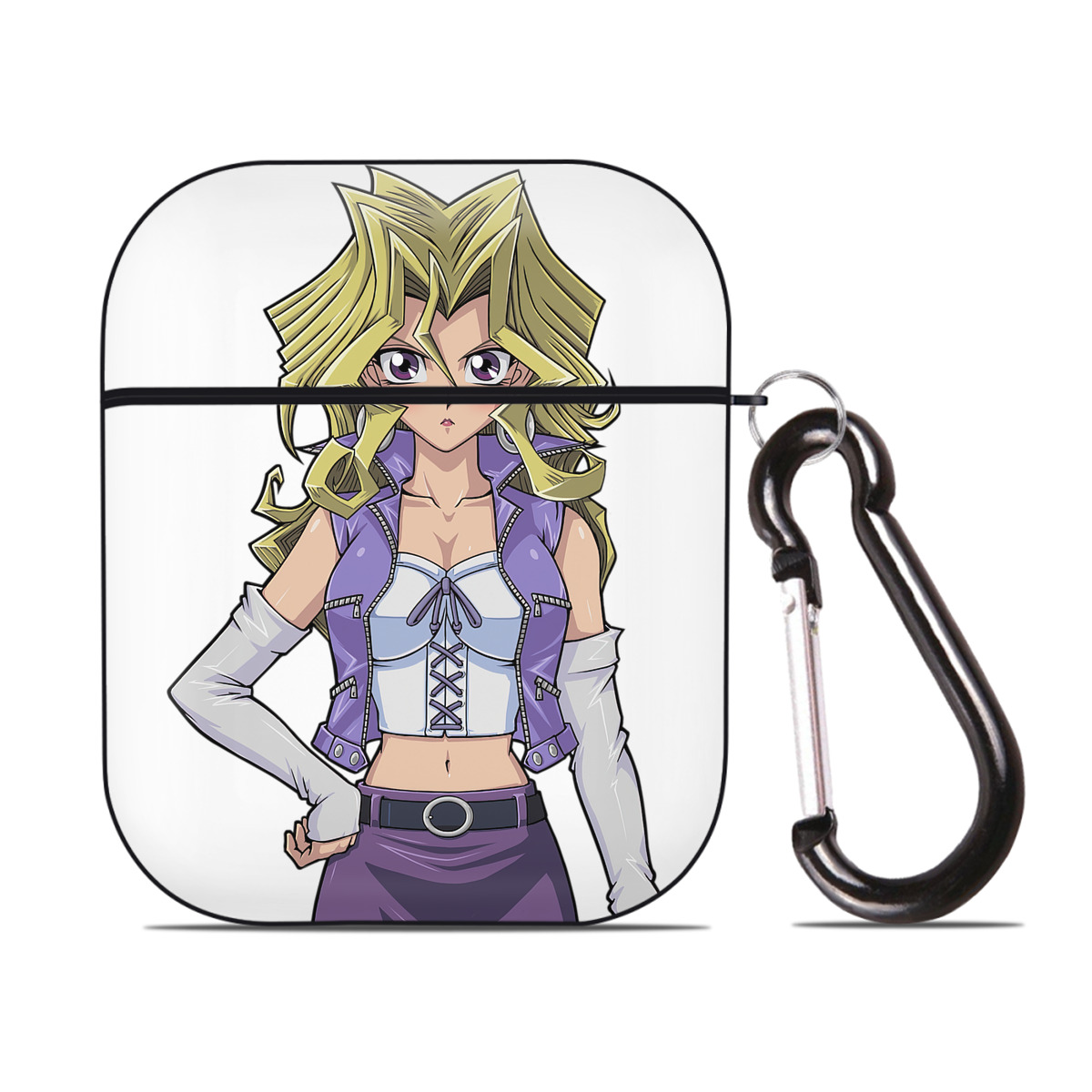 （画像用） 遊☆戯☆王 Yu-Gi-Oh! AirPods 第2世代保護ケース ハードシェル ブラック 耐衝撃・防指紋・カラビナ付き