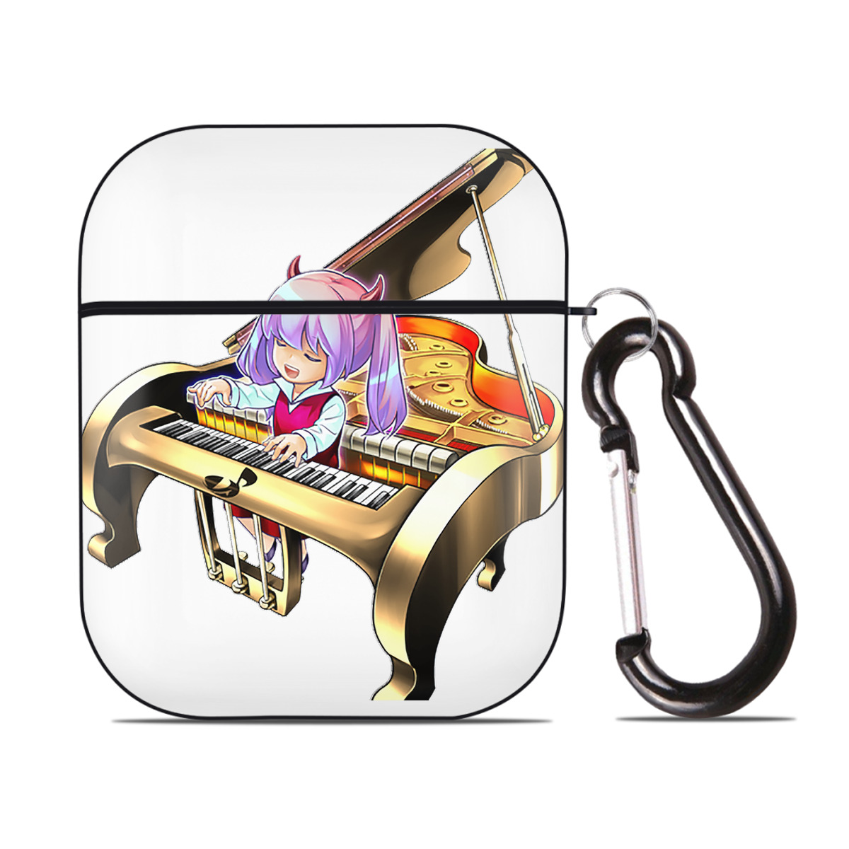 （画像用） 遊☆戯☆王 Yu-Gi-Oh! AirPods 第2世代保護ケース ハードシェル ブラック 耐衝撃・防指紋・カラビナ付き