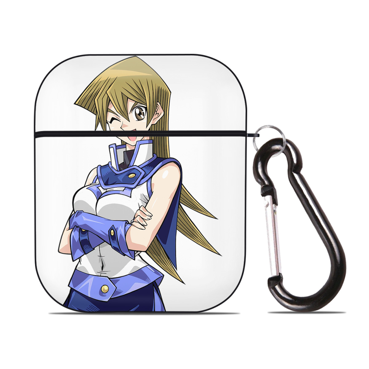 （画像用） 遊☆戯☆王 Yu-Gi-Oh! AirPods 第2世代保護ケース ハードシェル ブラック 耐衝撃・防指紋・カラビナ付き