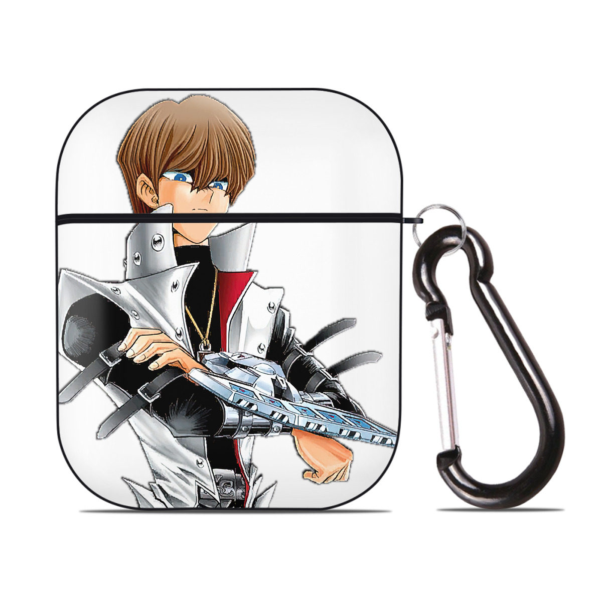 （画像用） 遊☆戯☆王 Yu-Gi-Oh! AirPods 第2世代保護ケース ハードシェル ブラック 耐衝撃・防指紋・カラビナ付き