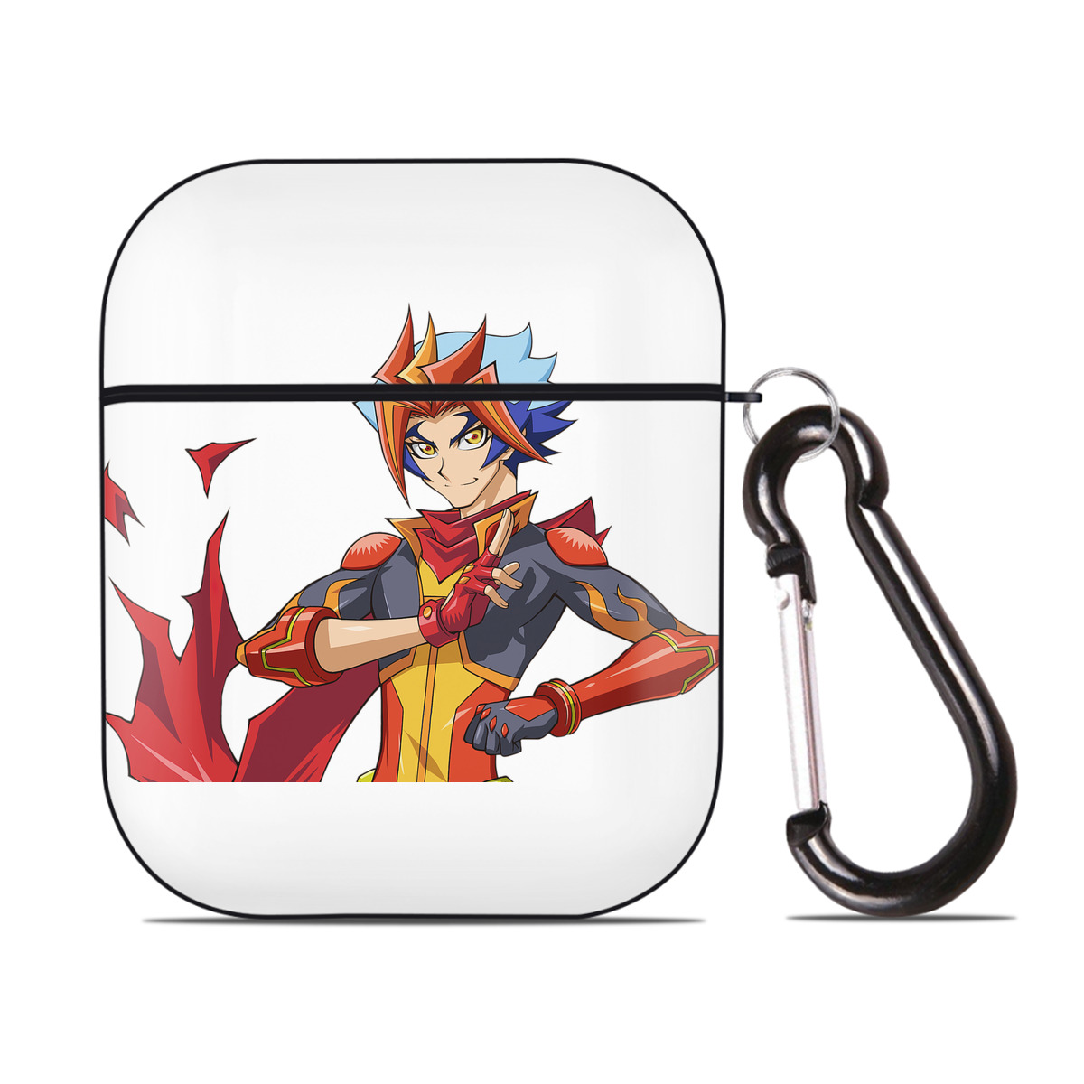 （画像用） 遊☆戯☆王 Yu-Gi-Oh! AirPods 第2世代保護ケース ハードシェル ブラック 耐衝撃・防指紋・カラビナ付き
