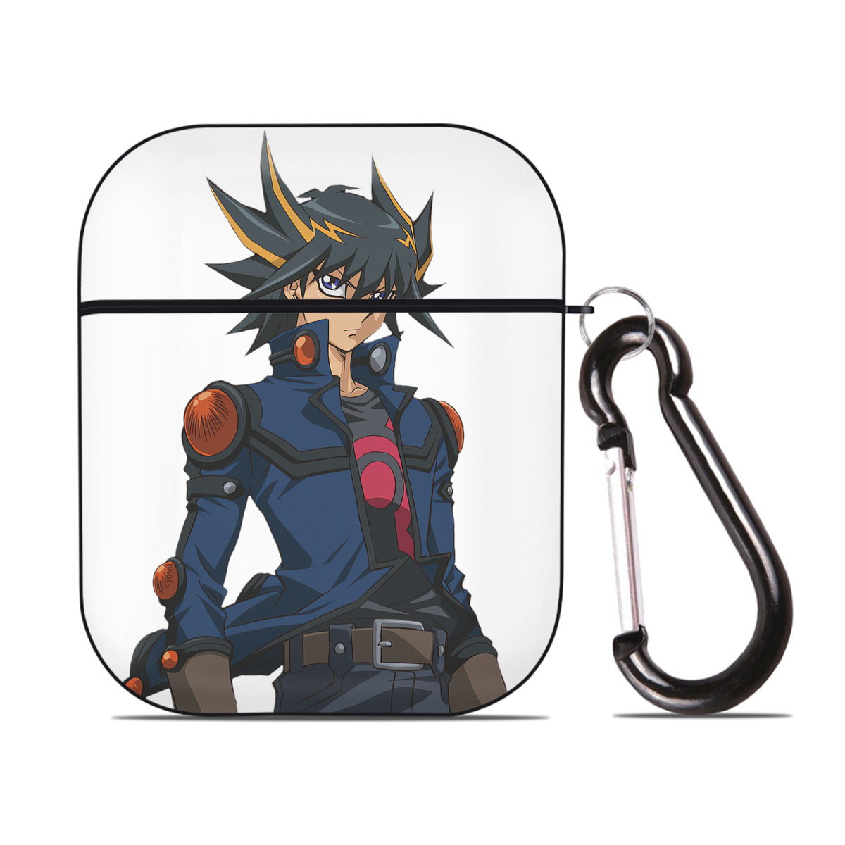 （画像用） 遊☆戯☆王 Yu-Gi-Oh! AirPods 第2世代保護ケース ハードシェル ブラック 耐衝撃・防指紋・カラビナ付き