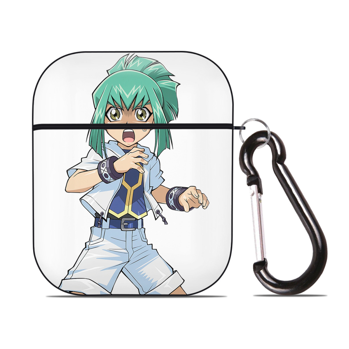 （画像用） 遊☆戯☆王 Yu-Gi-Oh! AirPods 第2世代保護ケース ハードシェル ブラック 耐衝撃・防指紋・カラビナ付き
