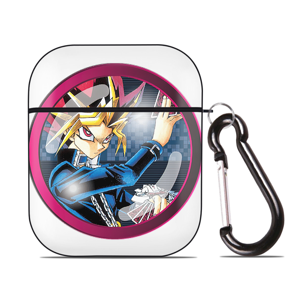（画像用） 遊☆戯☆王 Yu-Gi-Oh! AirPods 第2世代保護ケース ハードシェル ブラック 耐衝撃・防指紋・カラビナ付き