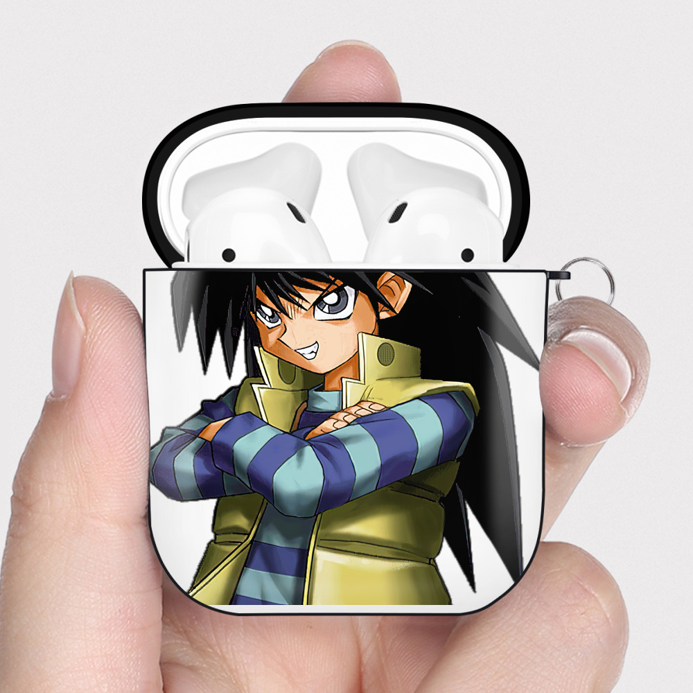 （画像用） 遊☆戯☆王 Yu-Gi-Oh! AirPods 第2世代保護ケース ハードシェル ブラック 耐衝撃・防指紋・カラビナ付き