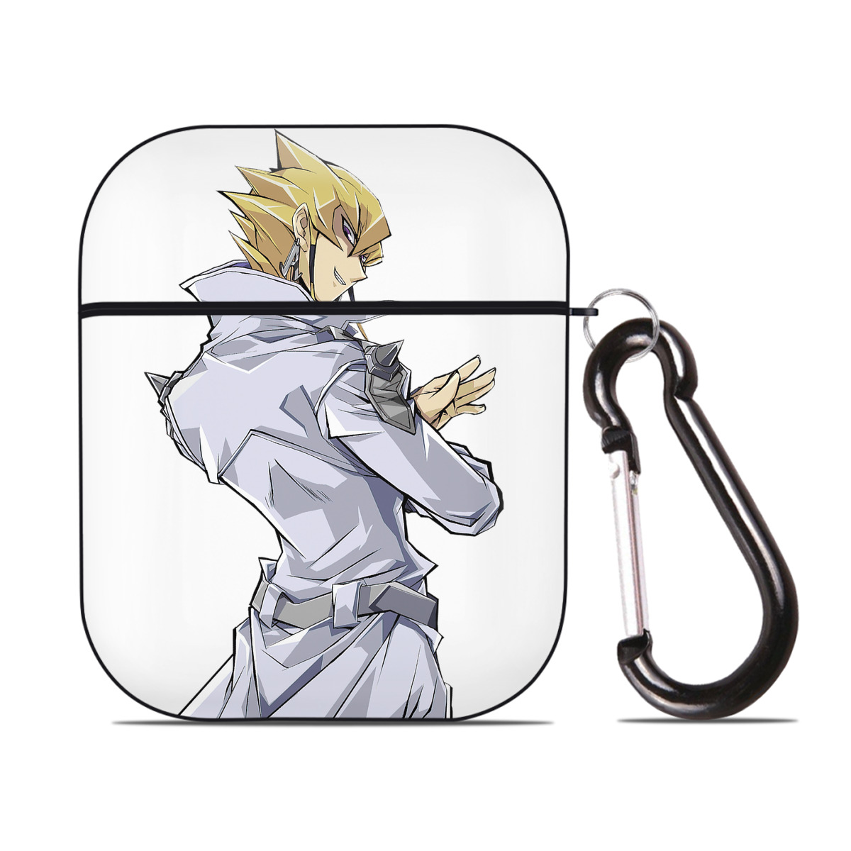 （画像用） 遊☆戯☆王 Yu-Gi-Oh! AirPods 第2世代保護ケース ハードシェル ブラック 耐衝撃・防指紋・カラビナ付き