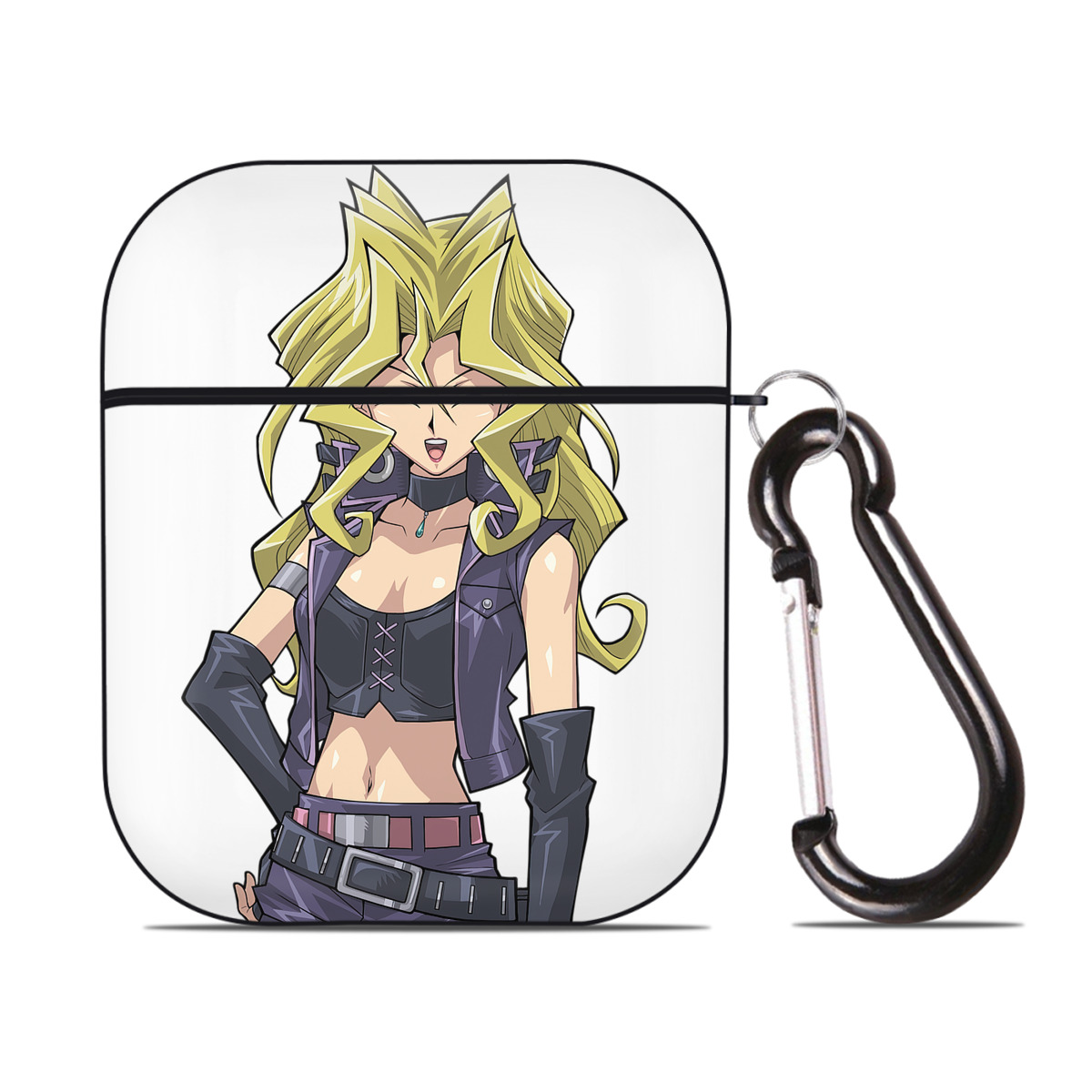 （画像用） 遊☆戯☆王 Yu-Gi-Oh! AirPods 第2世代保護ケース ハードシェル ブラック 耐衝撃・防指紋・カラビナ付き