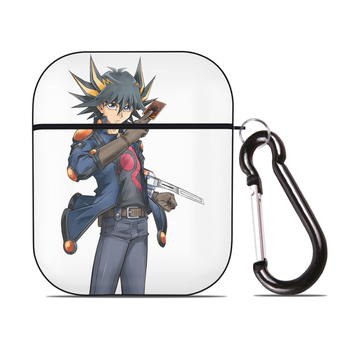 （画像用） 遊☆戯☆王 Yu-Gi-Oh! AirPods 第2世代保護ケース ハードシェル ブラック 耐衝撃・防指紋・カラビナ付き