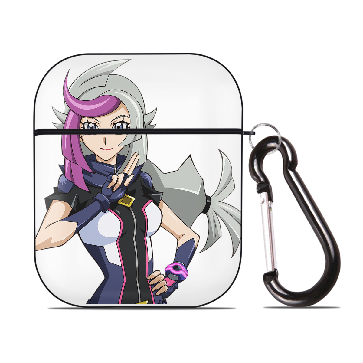 （画像用） 遊☆戯☆王 Yu-Gi-Oh! AirPods 第2世代保護ケース ハードシェル ブラック 耐衝撃・防指紋・カラビナ付き