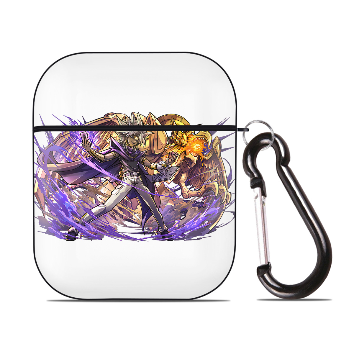 （画像用） 遊☆戯☆王 Yu-Gi-Oh! AirPods 第2世代保護ケース ハードシェル ブラック 耐衝撃・防指紋・カラビナ付き