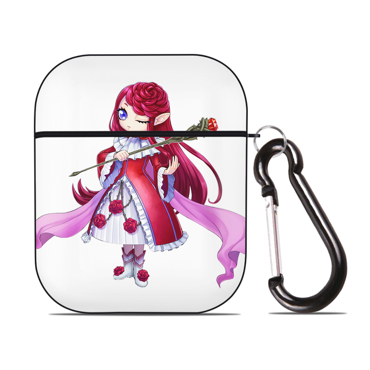 （画像用） 遊☆戯☆王 Yu-Gi-Oh! AirPods 第2世代保護ケース ハードシェル ブラック 耐衝撃・防指紋・カラビナ付き