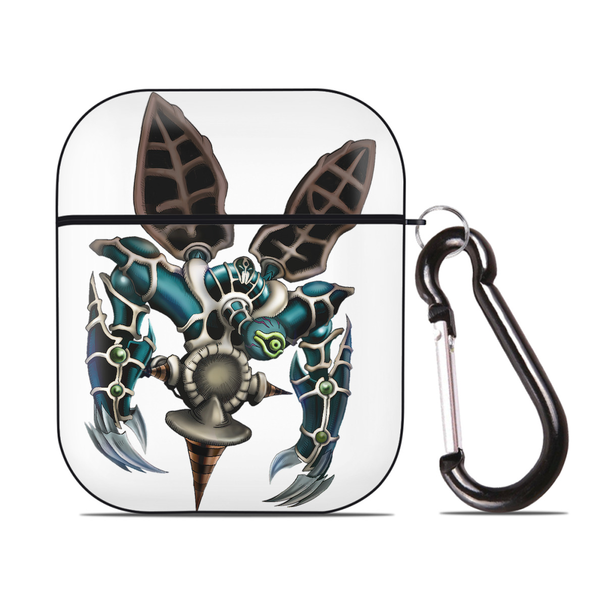 （画像用） 遊☆戯☆王 Yu-Gi-Oh! AirPods 第2世代保護ケース ハードシェル ブラック 耐衝撃・防指紋・カラビナ付き