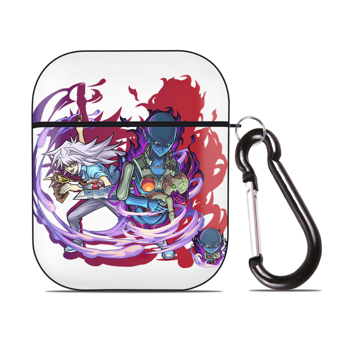 （画像用） 遊☆戯☆王 Yu-Gi-Oh! AirPods 第2世代保護ケース ハードシェル ブラック 耐衝撃・防指紋・カラビナ付き