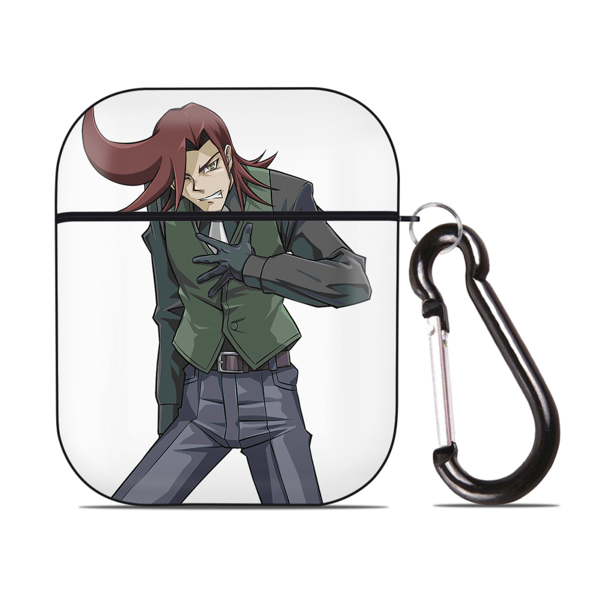 （画像用） 遊☆戯☆王 Yu-Gi-Oh! AirPods 第2世代保護ケース ハードシェル ブラック 耐衝撃・防指紋・カラビナ付き