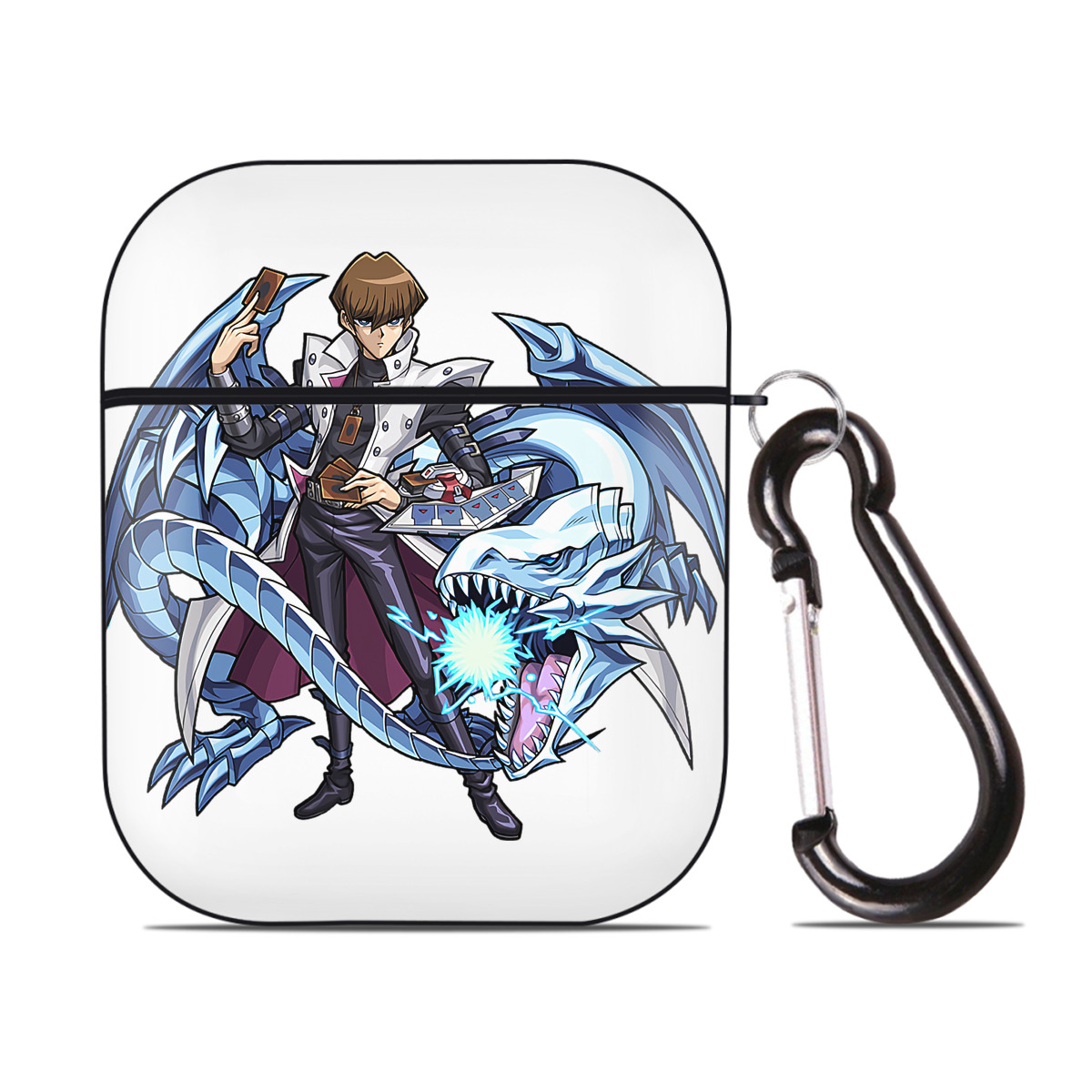 （画像用） 遊☆戯☆王 Yu-Gi-Oh! AirPods 第2世代保護ケース ハードシェル ブラック 耐衝撃・防指紋・カラビナ付き