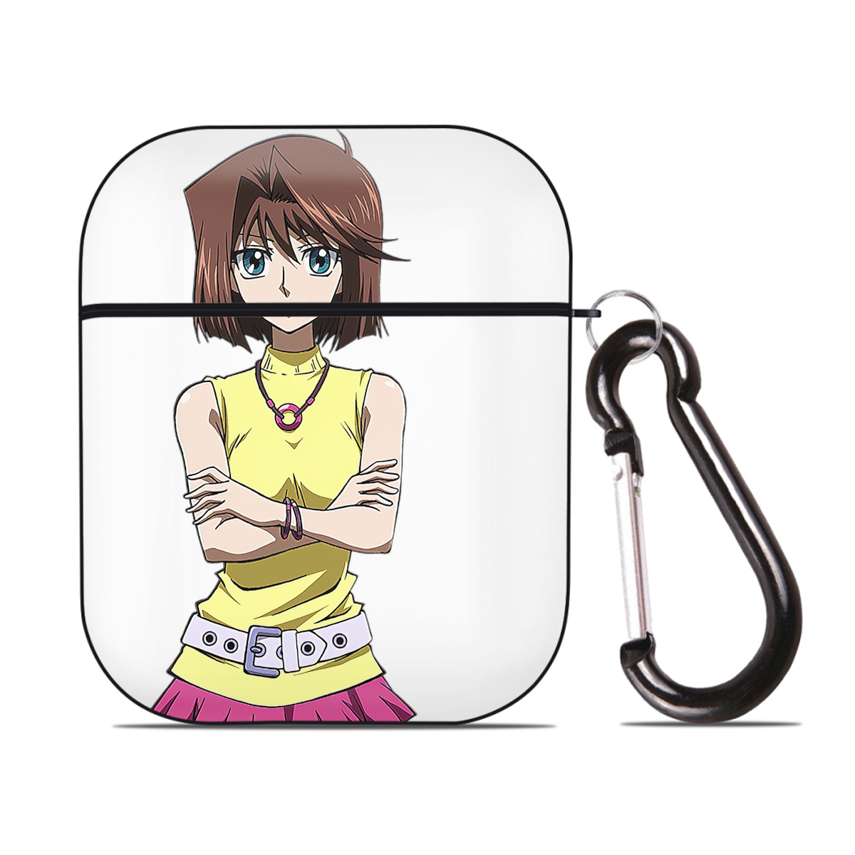 （画像用） 遊☆戯☆王 Yu-Gi-Oh! AirPods 第2世代保護ケース ハードシェル ブラック 耐衝撃・防指紋・カラビナ付き